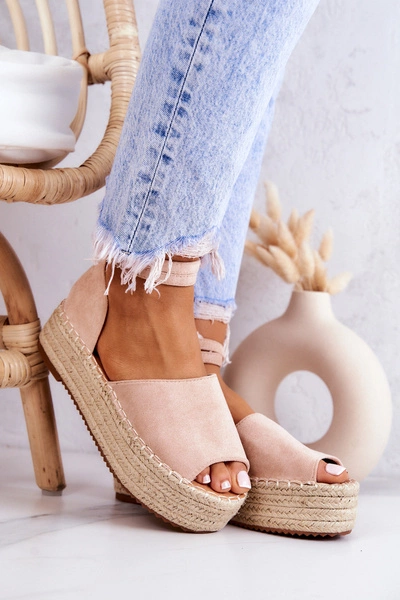 Espadryle Sandałki Na Platformie Nude Dolores