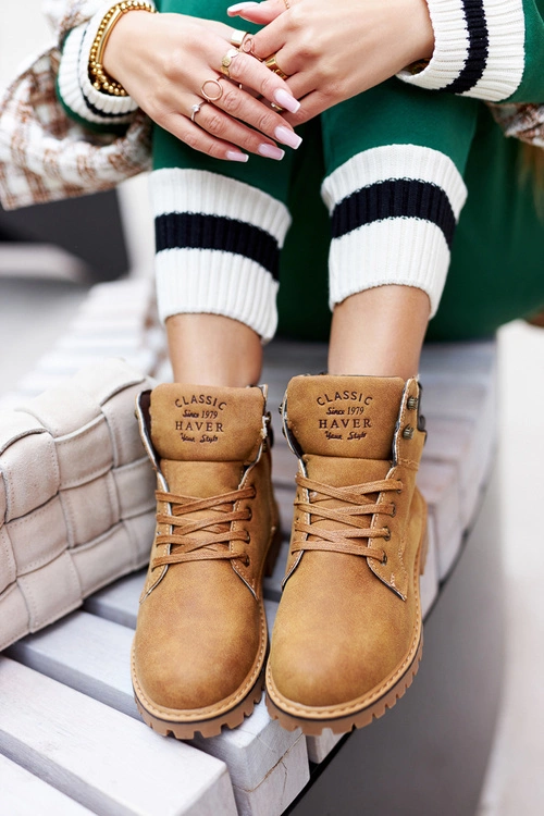 Damskie Ocieplane Trapery Na Suwak Camel Lenox