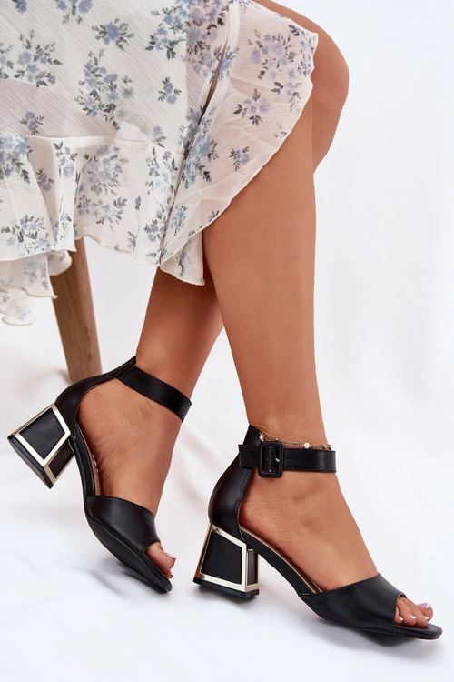 Sandały Damskie Na Słupku Czarne Zennia