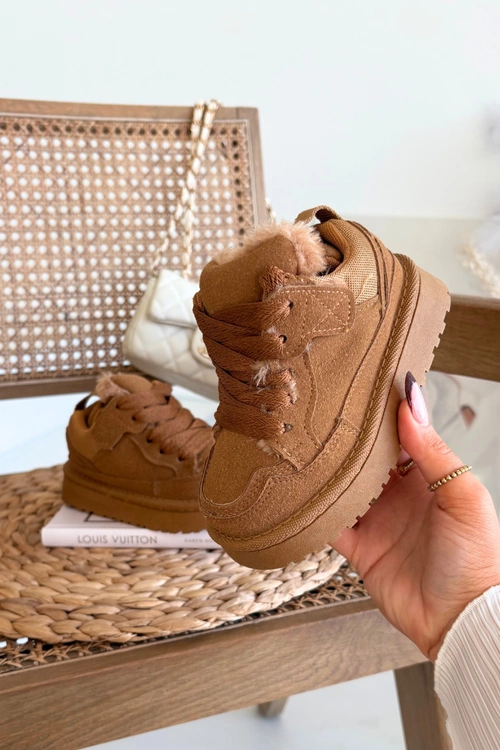 Dziecięce Sneakersy Ocieplane Futerkiem Camel Mireen
