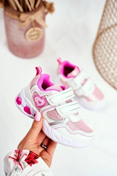 Sportowe Buty Dziecięce Świecące Na Rzepy Białe Scarlet