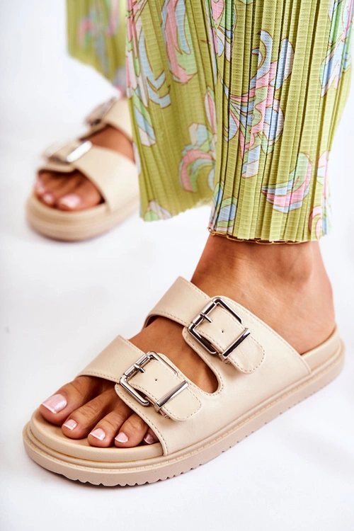 Klasyczne Wsuwane Klapki Damskie Beżowe Weston