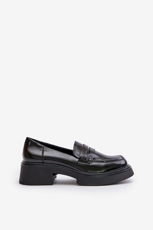 Lakierowane Mokasyny Loafersy Damskie D&A JC42-62 Czarne