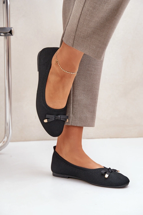 Siateczkowe Baleriny Z Kokardką Czarne Bianila