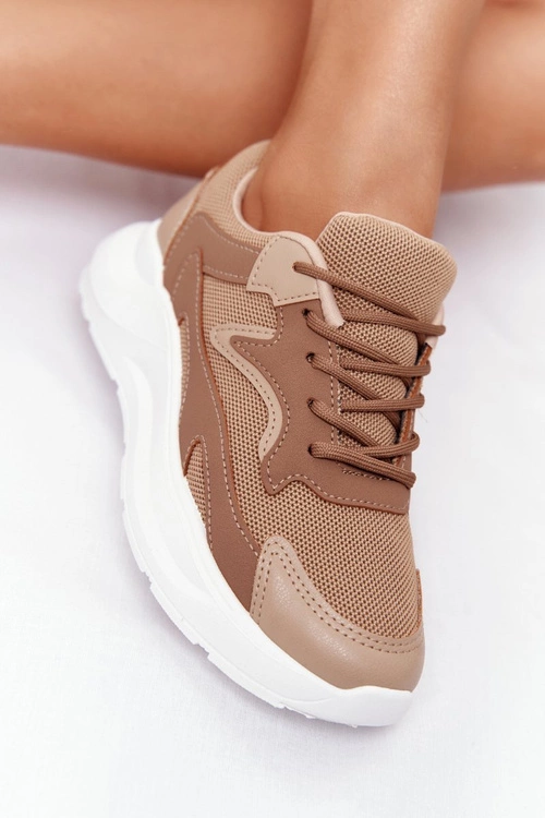 Damskie Sneakersy Na Dużej Podeszwie Jasny Brąz Delusion