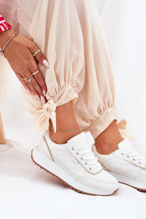 Buty Sportowe Damskie Na Platformie Białe Nevliese