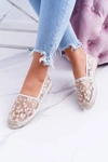 Vices | Białe Mokasyny Baleriny W Kwiaty Siatka Rede