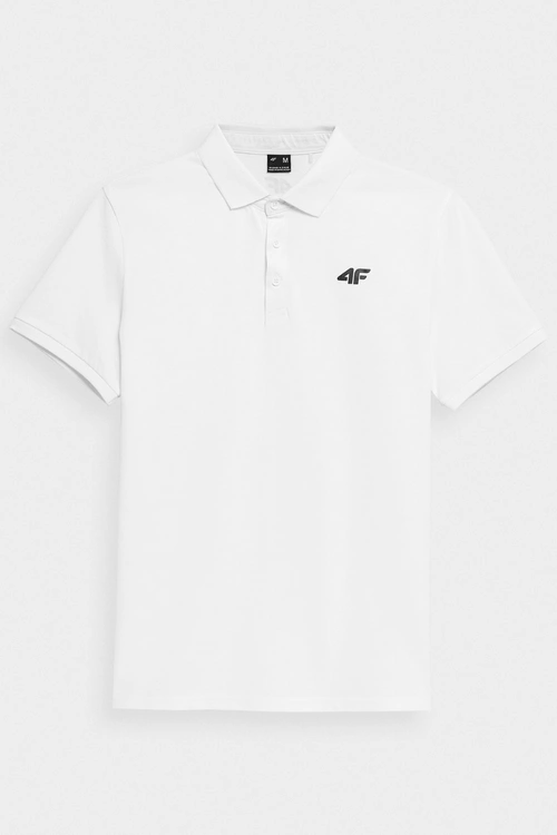 Męska Koszulka Polo Regular Z Logo 4F 4FWMM00TPTSM316-10S Biała