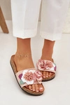 Klapki Damskie Z Kwiatkami Na Korkowej Platformie Różowe Zinrosa