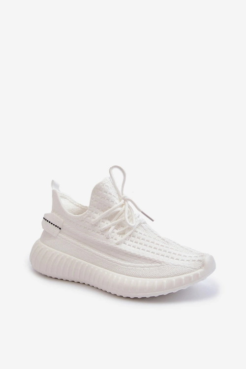 Materiałowe Wsuwane Buty Sportowe Damskie Białe Nelmarie