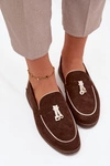 Mokasyny Loafersy Damskie Z Eko Zamszu Czekoladowe Darwen