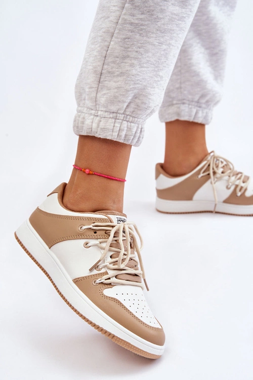 Damskie Klasyczne Buty Sportowe Podwójnie Sznurowane Biało-Beżowe Jella