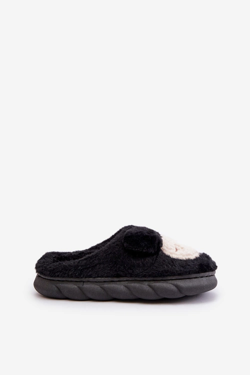 Ciepłe Futrzane Kapcie Damskie Czarne Jozelinetta