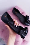 Lu Boo Czarne Meliski Gumowe Balerinki Big Bow