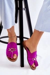 Damskie Zamszowe Klapki Lewski Shoes 3226 Fuksja