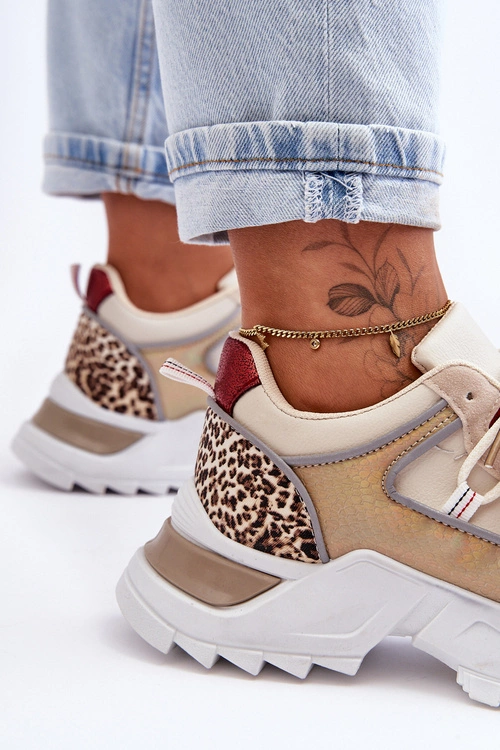 Buty Sportowe Na Masywnej Podeszwie Beżowe Corena