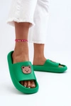 Lekkie Damskie Piankowe Klapki Z Misiem Zielone Lia