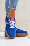 Sneakersy Damskie Na Platformie Granatowe Dravinnia