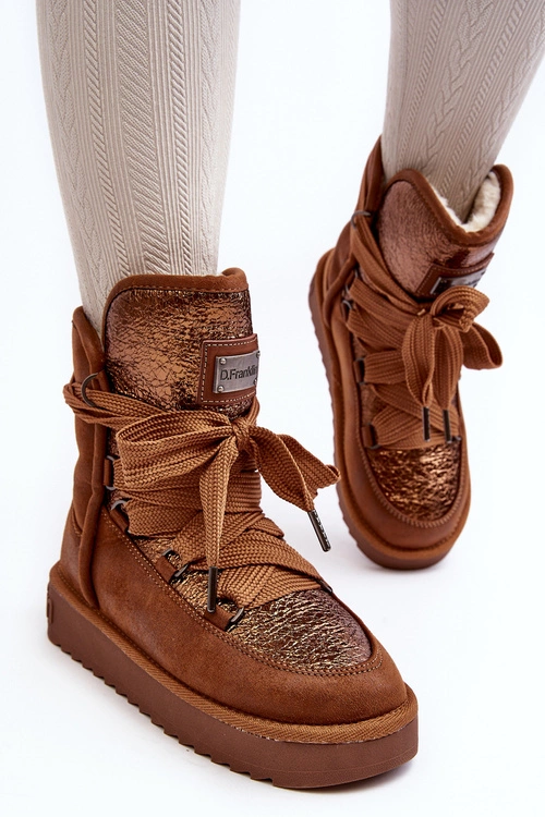 Damskie Śniegowce Z Wiązaniem D.Franklin DFSH370006 Brązowe