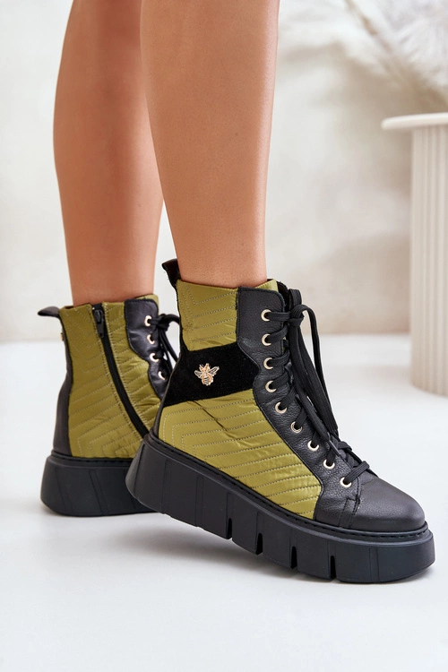 Skórzane Botki Na Platformie Maciejka 06751-01 Czarne