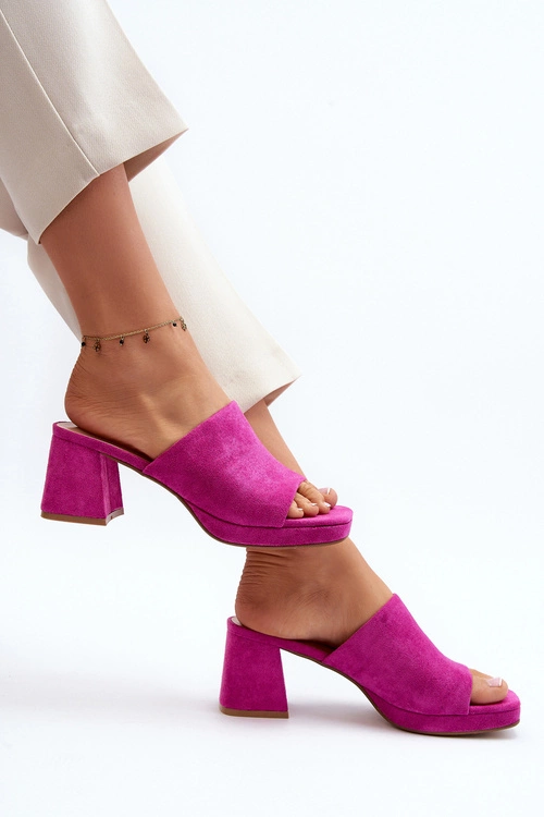 Damskie Klapki Na Obcasie Fuksja Bralya