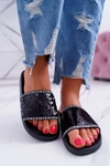 Damskie Klapki Czarne Opalizujące Nice