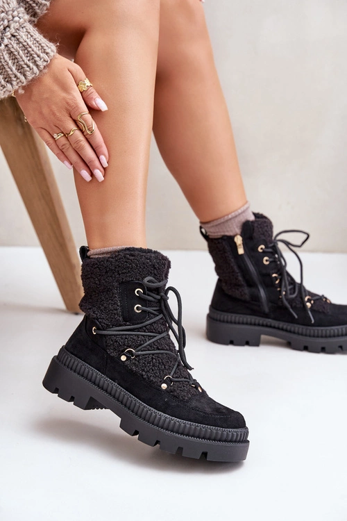 Botki Z Futerkiem Typu Baranek Czarne Merilana