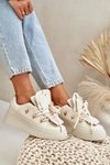 Sneakersy Damskie Na Platformie Beżowe Dolistana