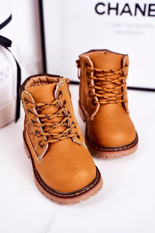 Dziecięce Ocieplane Botki Traperki Na Gumowej Podeszwie Karmelowe Bobby