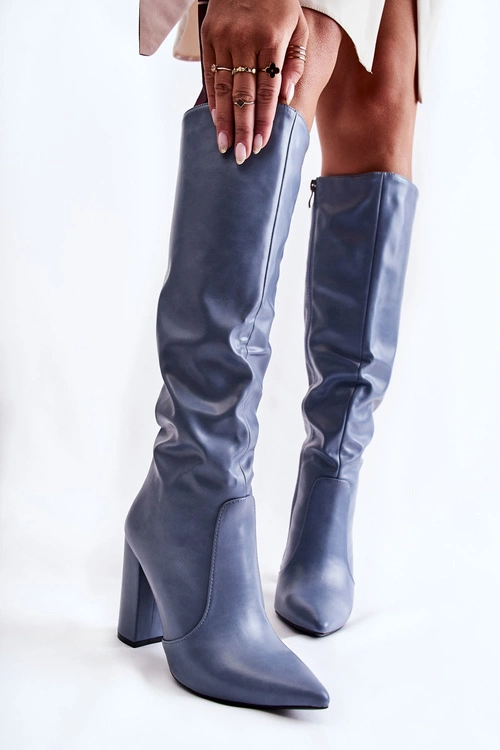 Klasyczne Kozaki Na Słupku Niebieskie Mayra