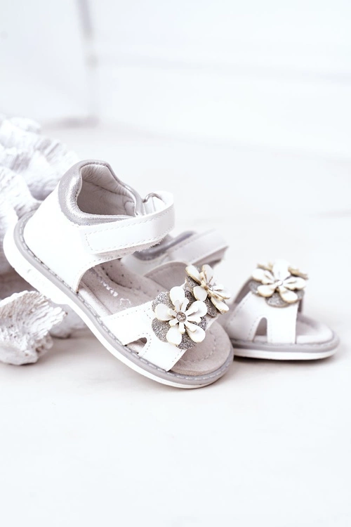 Dziecięce Ortopedyczne Sandały Na Rzepy Białe Maysa