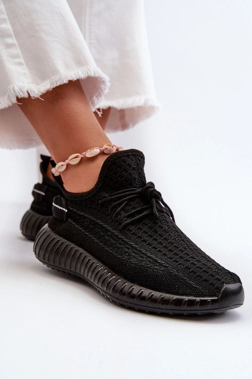 Materiałowe Wsuwane Buty Sportowe Damskie Czarne Nelmarie