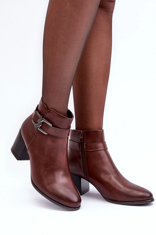 Damskie Ocieplane Botki Z Ozdobą Brązowe Astrid