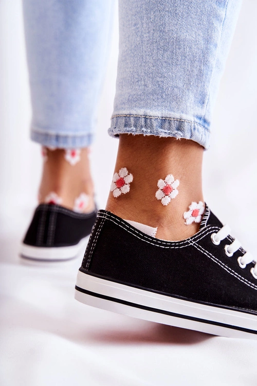 Damskie Klasyczne Trampki Wiązane Czarne Be Mine