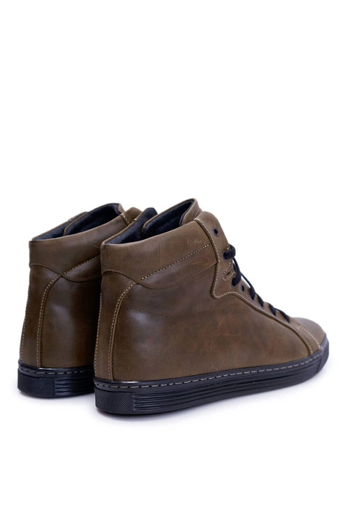 Męskie Skórzane Tenisówki Bednarek Oliwkowe Edys