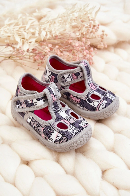Dziecięce Buty Papcie Befado Kotki 630P001 Szare