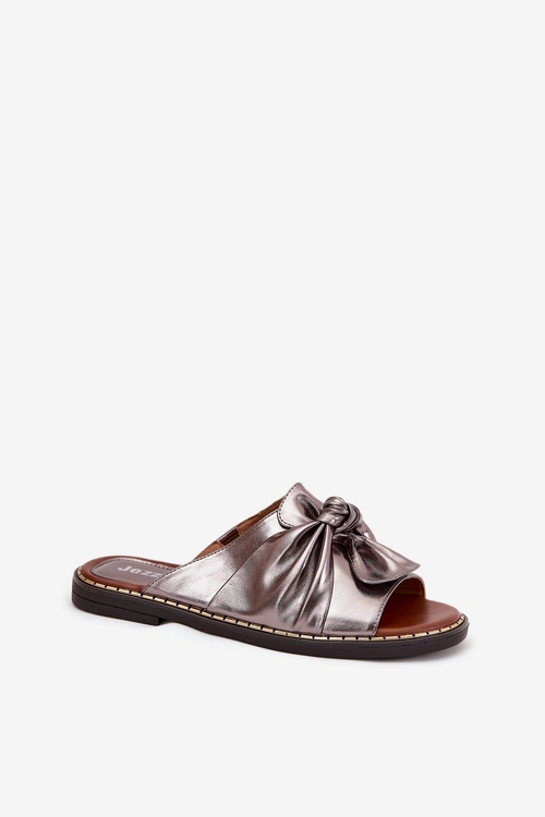 Klapki Damskie Na Płaskim Obcasie Grafitowe Nelvira