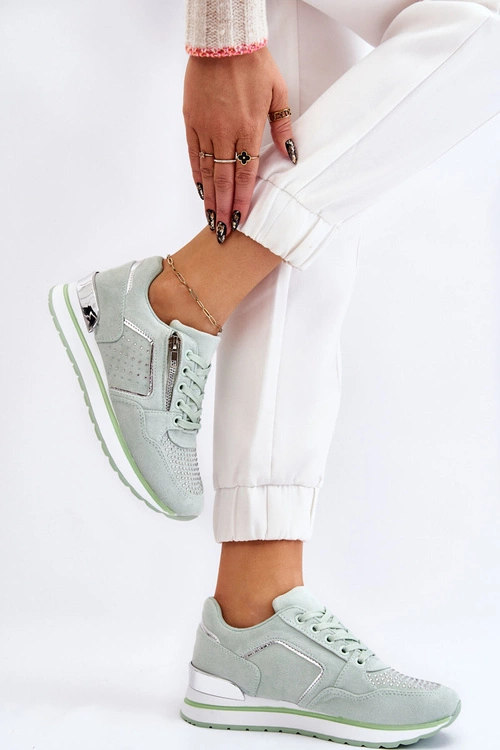 Damskie Buty Sportowe Z Ozdobnym Zamkiem Zielone Adrea
