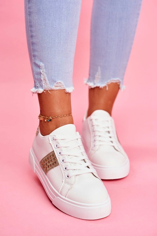 Sportowe Damskie Biało Zielone Buty Bands