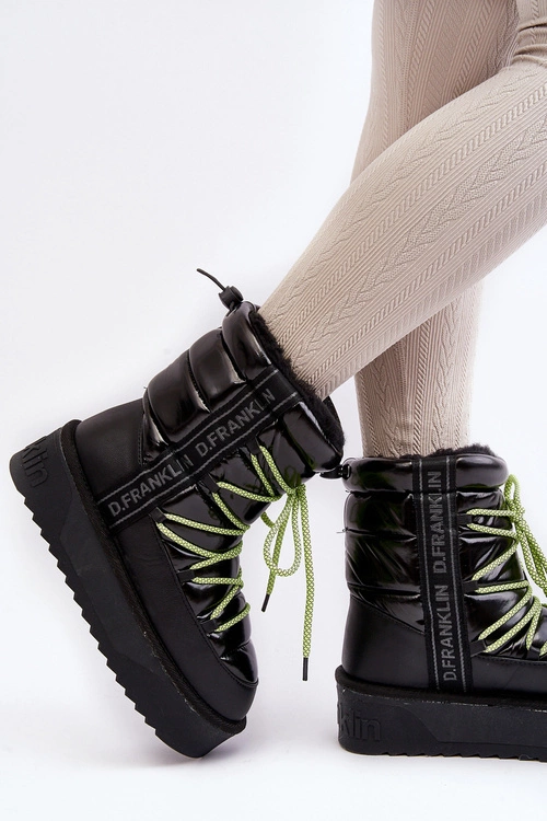 Śniegowce Damskie Na Grubej Podeszwie Wegańskie D.Franklin DFSH371007 Czarne