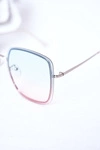 Srebrne Kwadratowe Okulary Niebiesko-Różowe Ombre