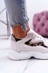 Sportowe Damskie Buty Beżowe Leopard Mezeno