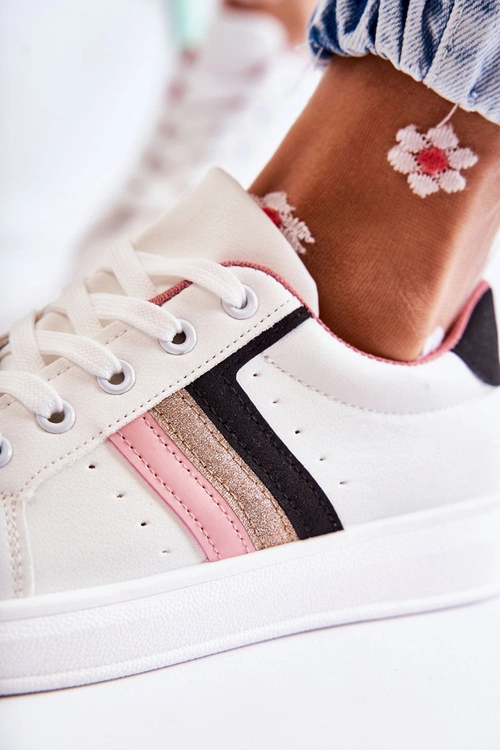 Damskie Buty Sportowe Wiązane Białe Renesme