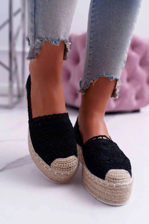 Espadryle Damskie Koronkowe Czarne Lovely Haven