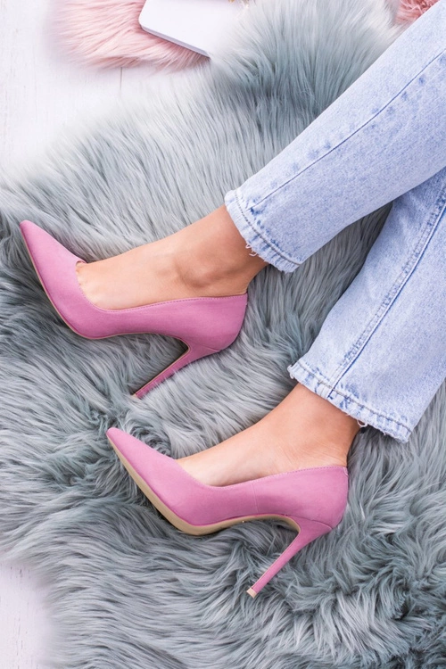 VICES Różowe Wysokie Szpilki W Szpic Zamsz Sellen