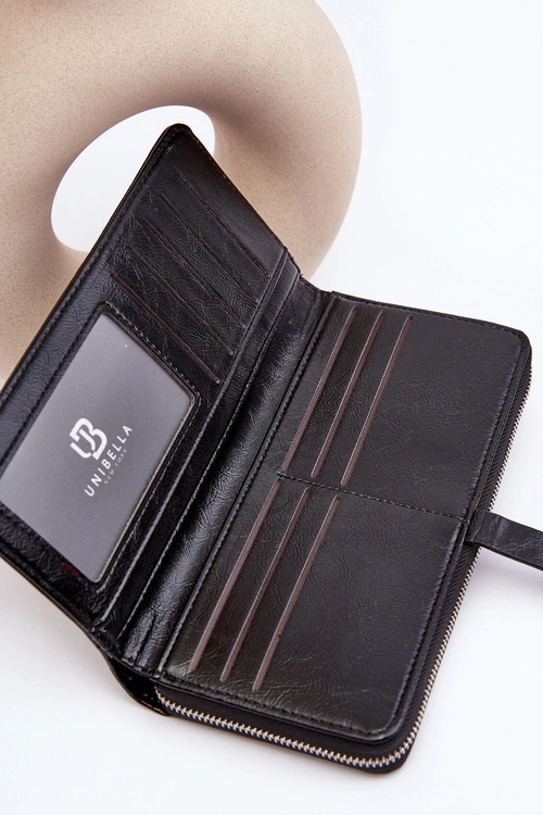 Damski Lakierowany Portfel Na Magnes Czarny Bielia