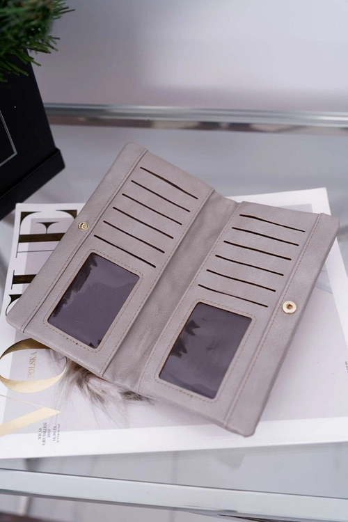 Portfel Damski Duży Szary na Zatrzask