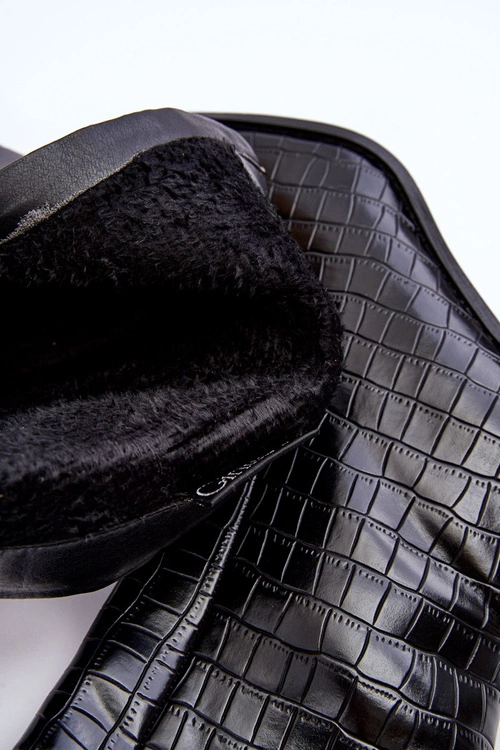 Skórzane Wysokie Botki Wężowy Wzór Czarne Kornell