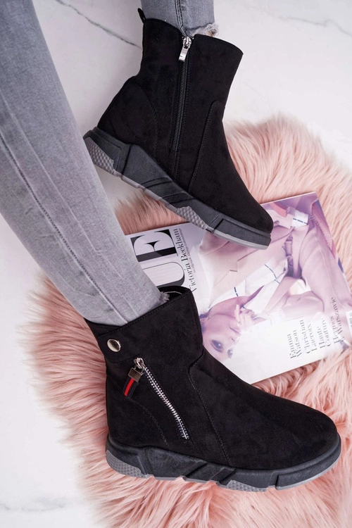 Damskie Botki Sportowe Ocieplane Czarny SJ1938 Nefera