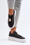 Sneakersy Damskie Z Ozdobą Czarne Celedria